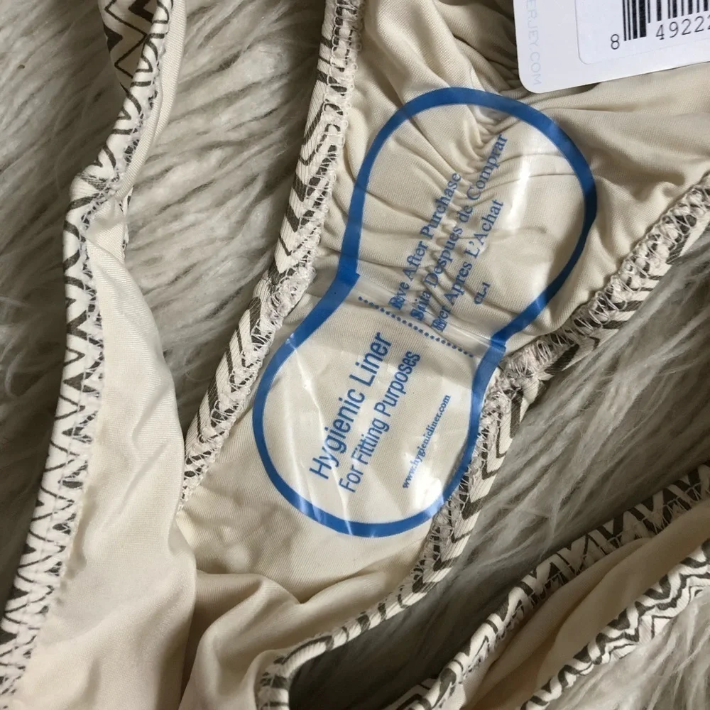 Eberjey Wanderlust Sage Blanc Allie Zigzag Bikini Bottoms NWT Size Large